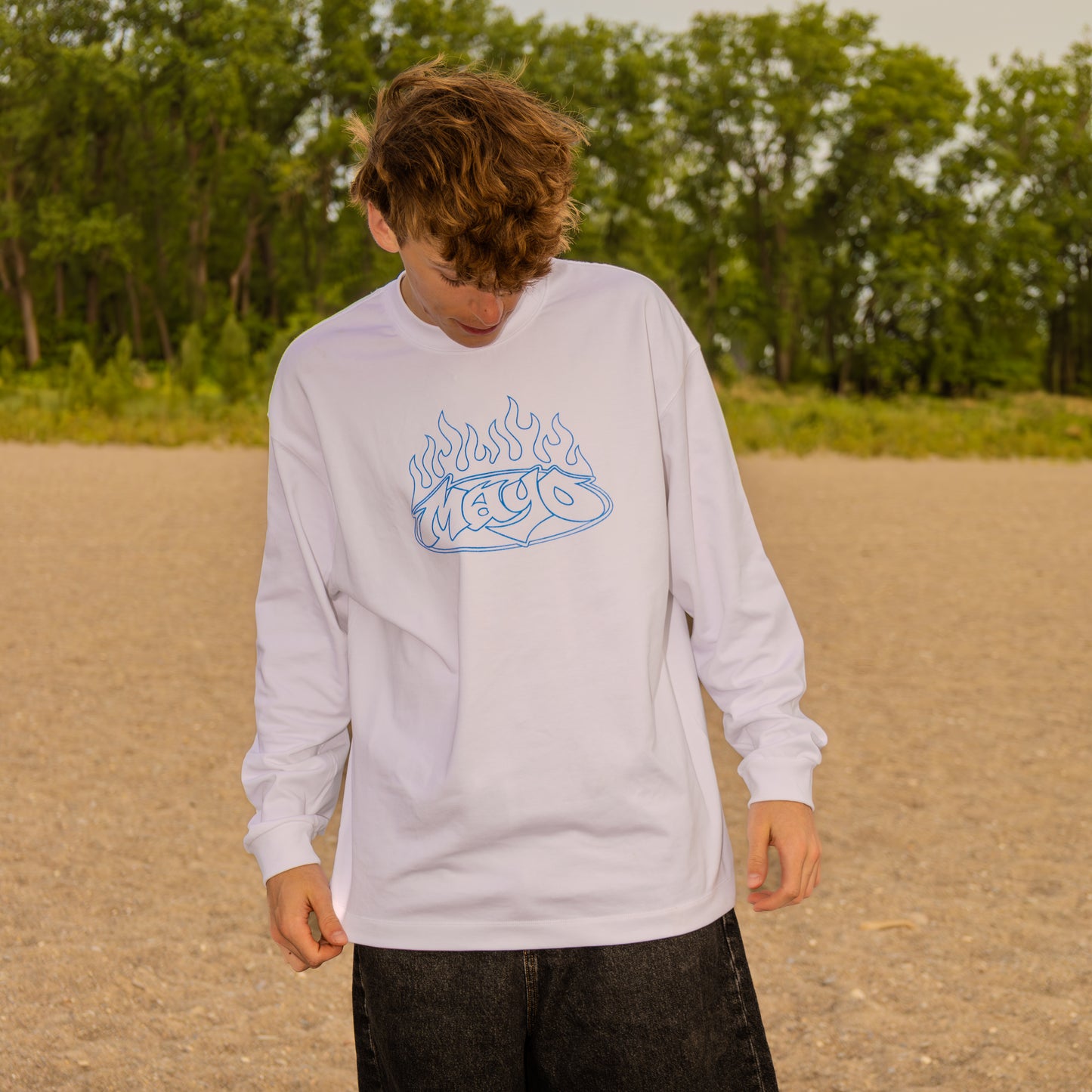 set ablaze white long-sleeve