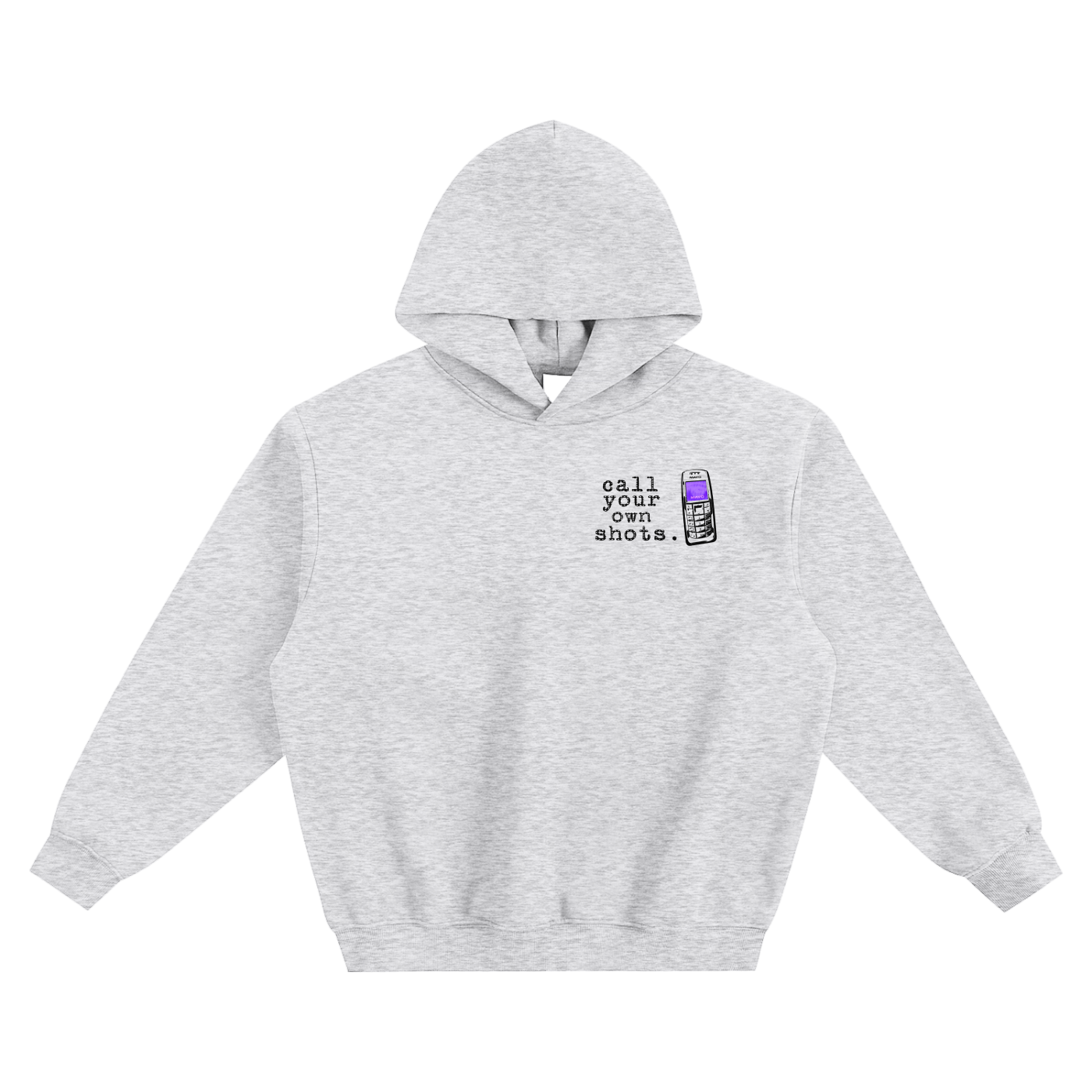 "Call Your Own Shots." Hoodie - Grey (Purple Phone)