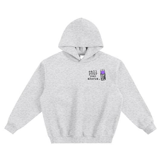 "Call Your Own Shots." Hoodie - Grey (Purple Phone)