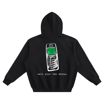 "Call Your Own Shots." Hoodie - Black (Green Phone)
