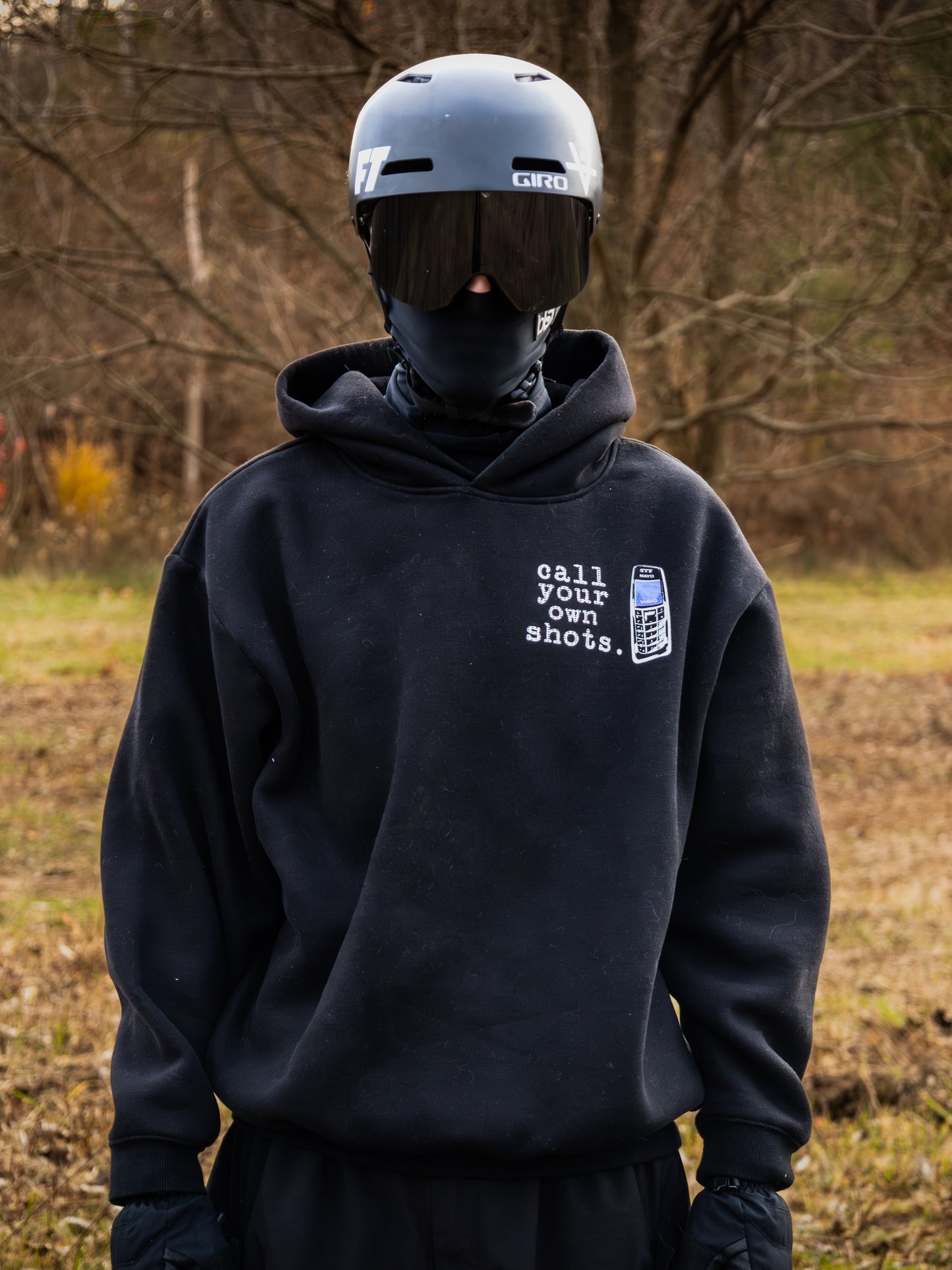 "Call Your Own Shots." Hoodie - Black (Green Phone)