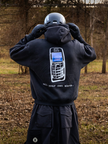 "Call Your Own Shots." Hoodie - Black (Green Phone)