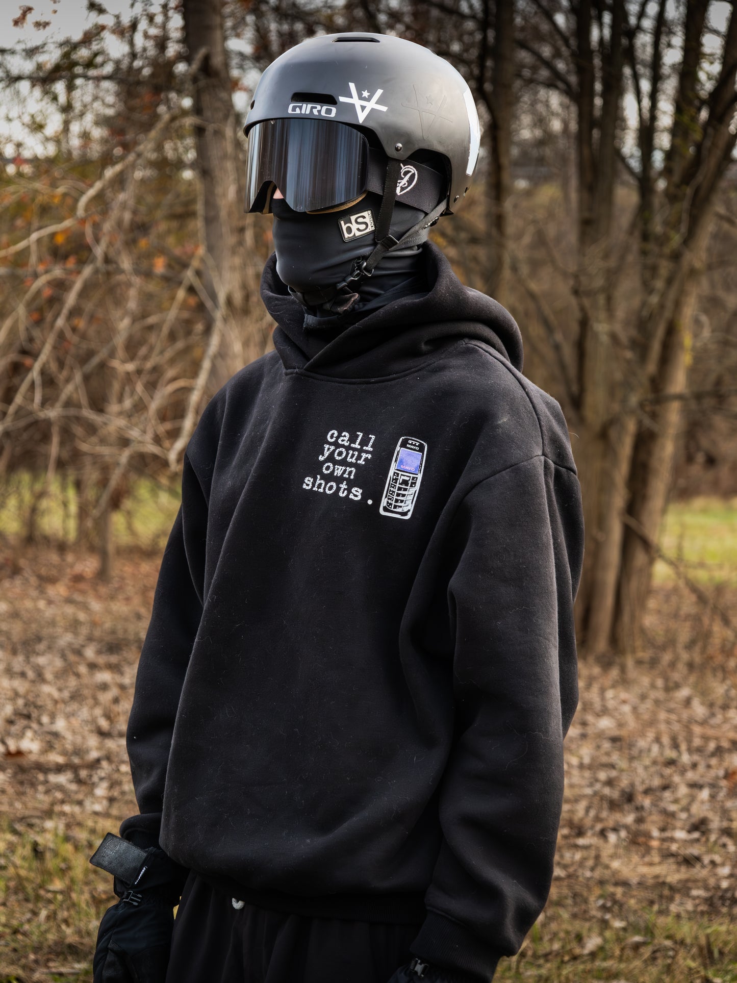 "Call Your Own Shots." Hoodie - Black (Green Phone)