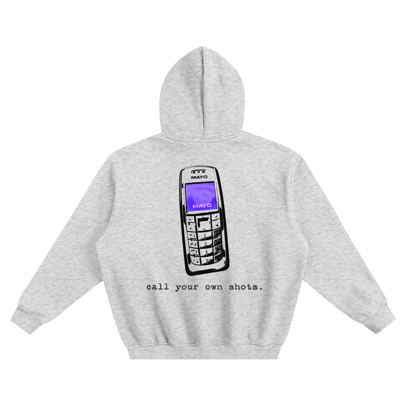 "Call Your Own Shots." Hoodie - Grey (Purple Phone)