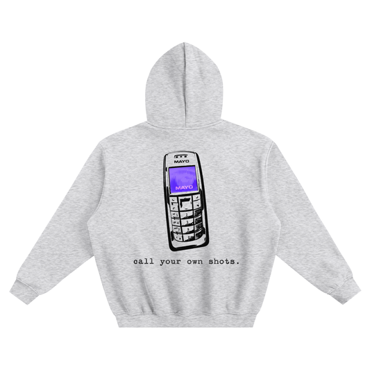 "Call Your Own Shots." Hoodie - Grey (Purple Phone)